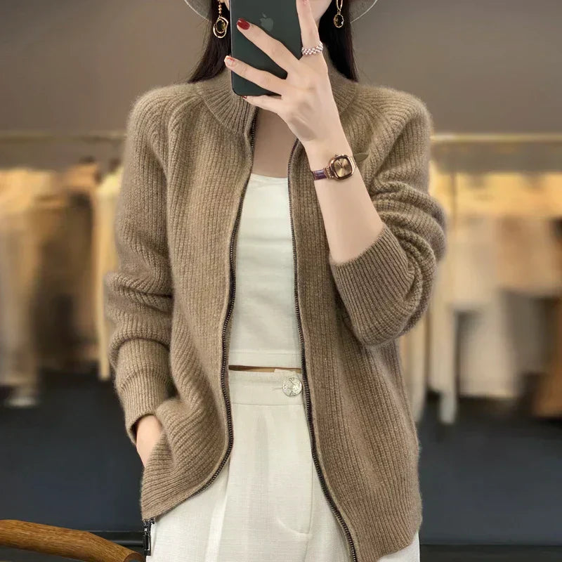 Linda - Wool Zip up Cardigan