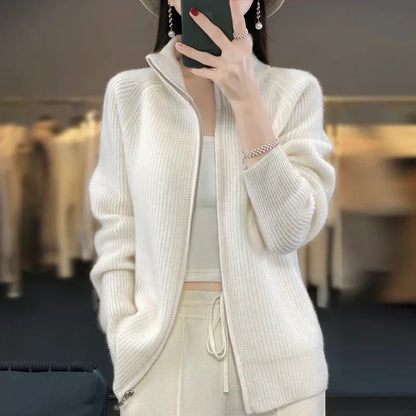 Linda - Wool Zip up Cardigan