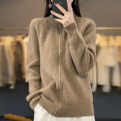 Linda - Wool Zip up Cardigan