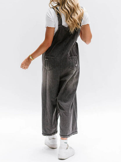 Rosemary™ | Losse jeans-overall in used-look