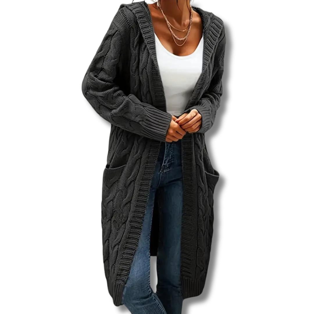 Julia - Cable Knitted Hooded Cardigan