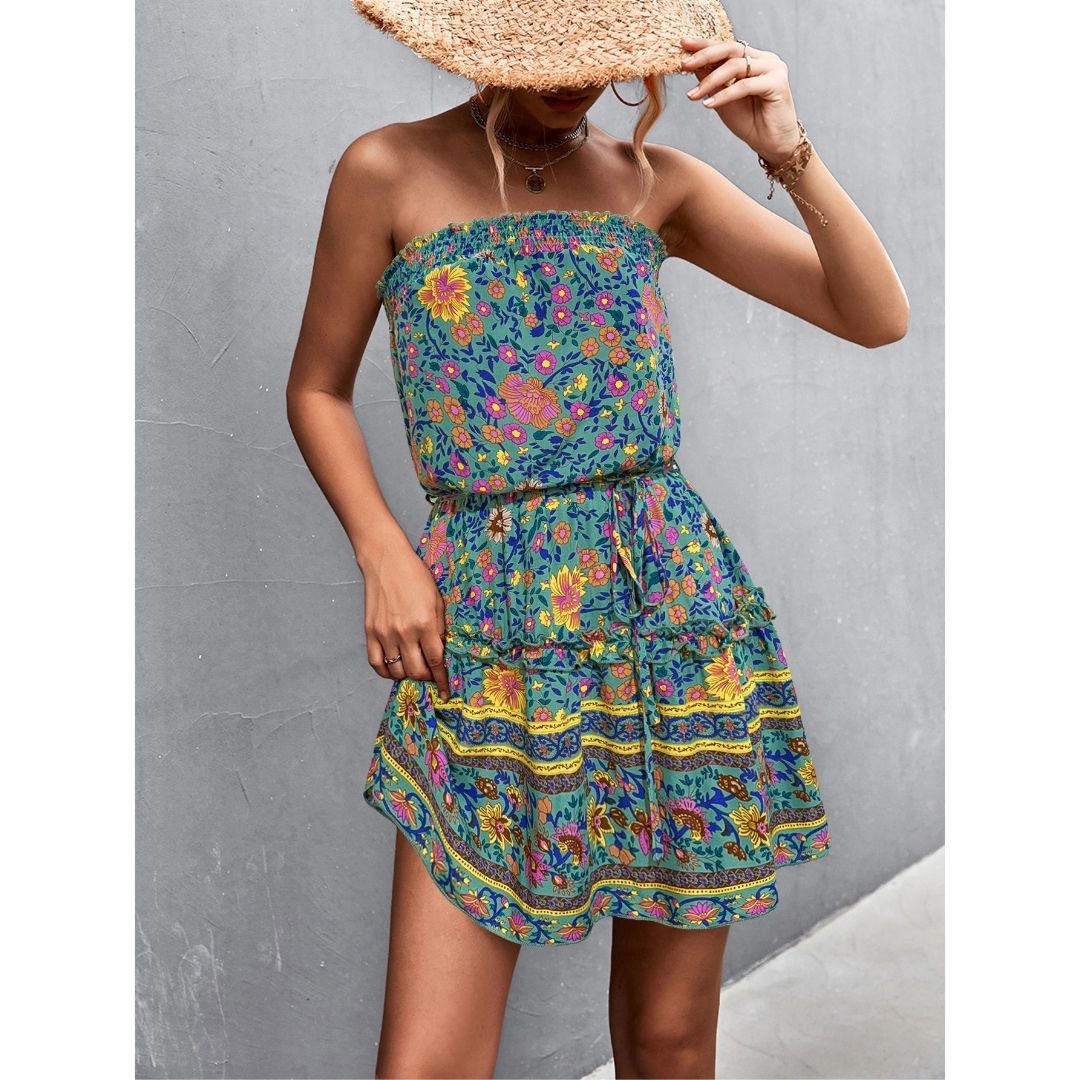 Sienna™ Bohemian Frill Trim Strapless Dress