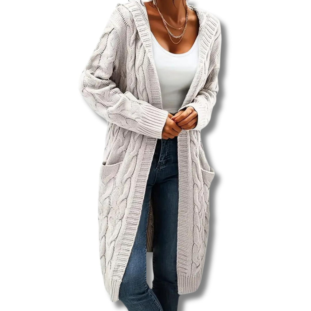 Julia - Cable Knitted Hooded Cardigan