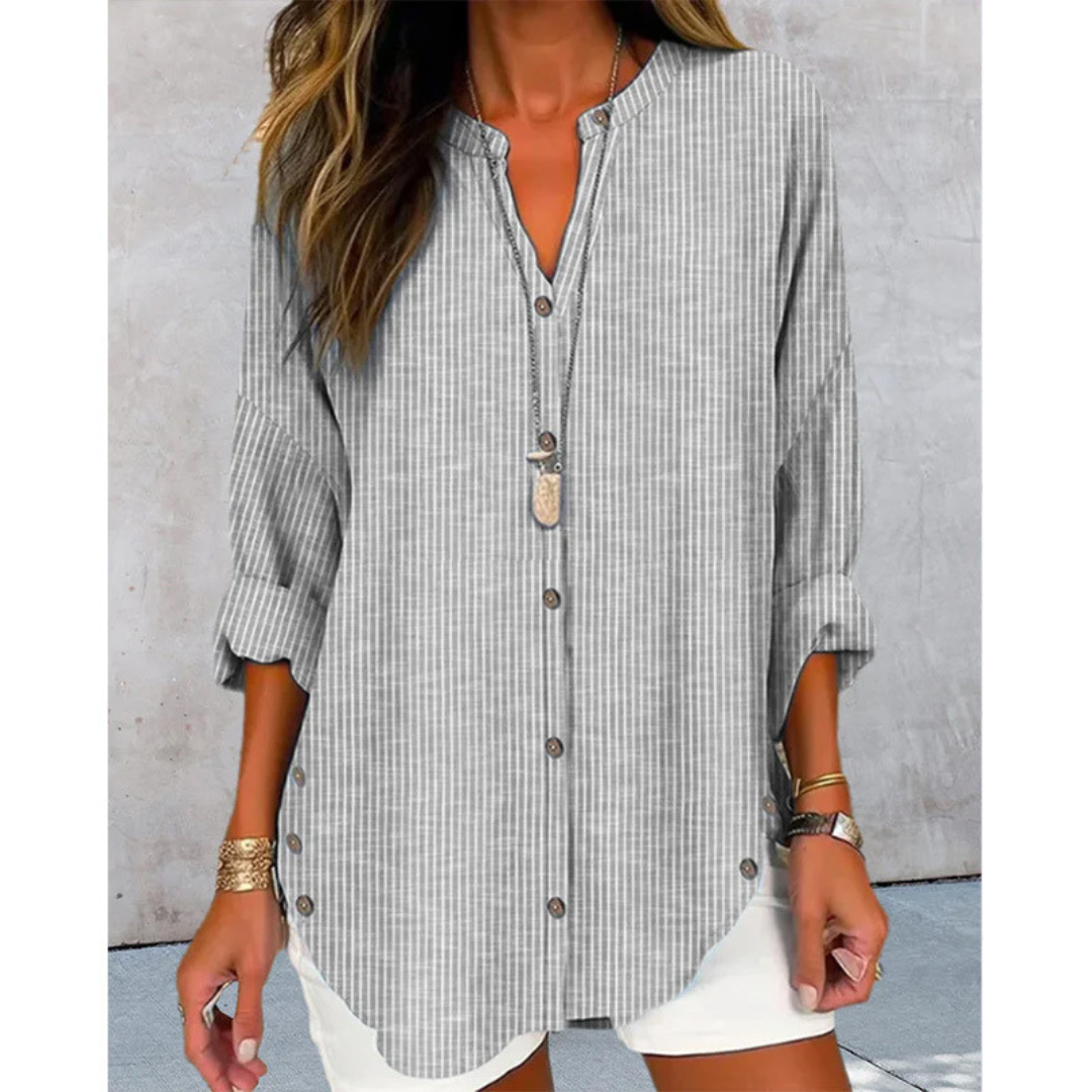 Eva™ Striped Button-Down Blouse