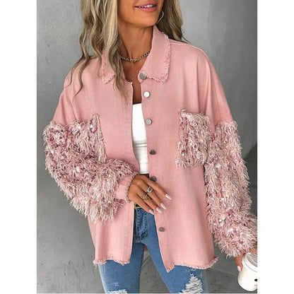 Bella™ Bold Pink Button-Front Oversized Blouse