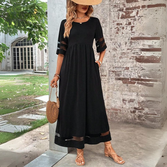 Luna - Elegant Sheer Sleeve Maxi Dress