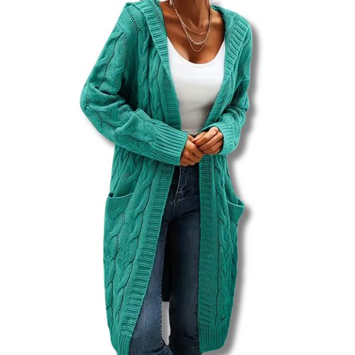 Julia - Cable Knitted Hooded Cardigan