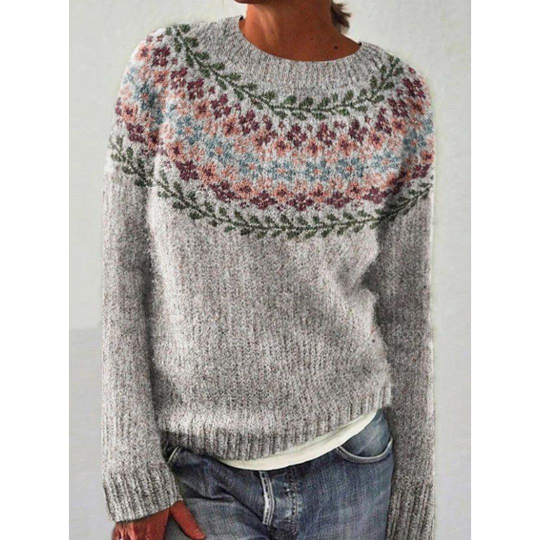 Aurora™ Elegant Print Round Neck Sweater