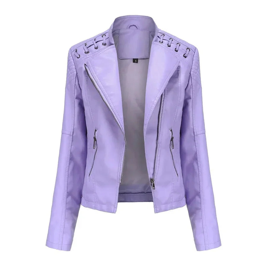 Jill - Stylish Lapel Collar Leather Jacket