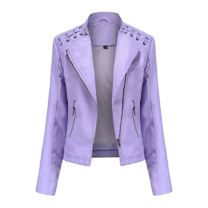 Jill - Stylish Lapel Collar Leather Jacket