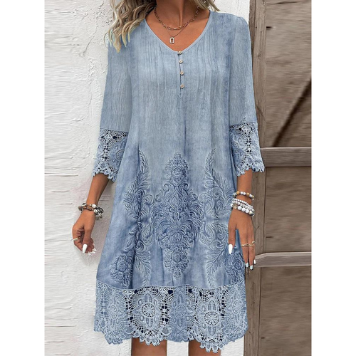 Nextmacys™ Lace Button-Down Midi Dress