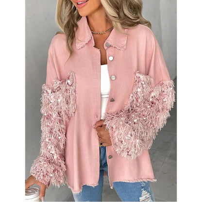 Bella™ Bold Pink Button-Front Oversized Blouse