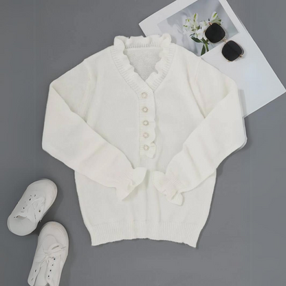 Sophie - Ruffled Pearl Cardigan