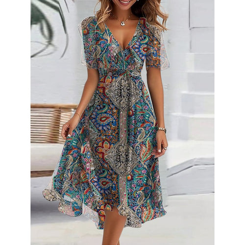 Evelyn™ Paisley Short Sleeve Mini Dress