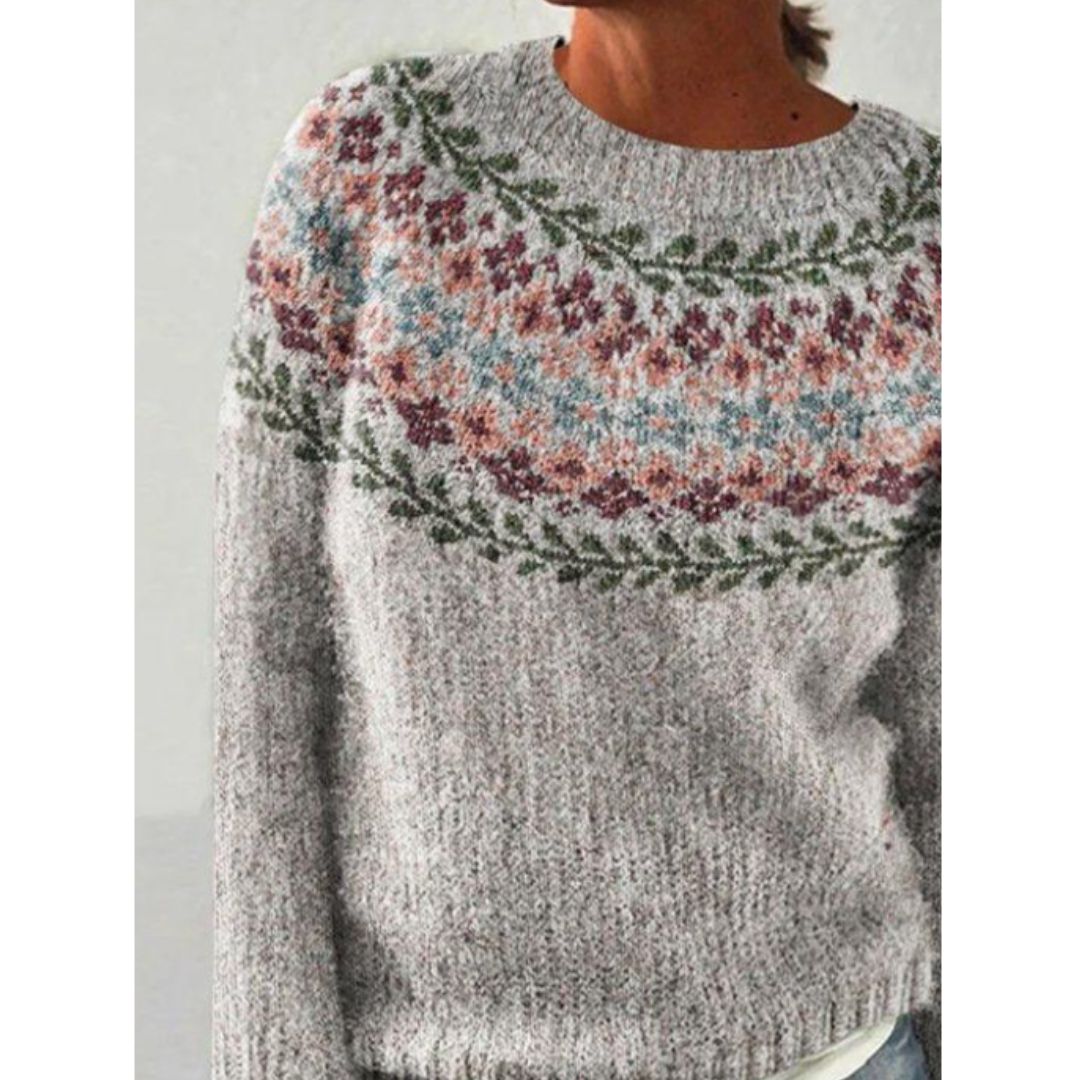 Aurora™ Elegant Print Round Neck Sweater