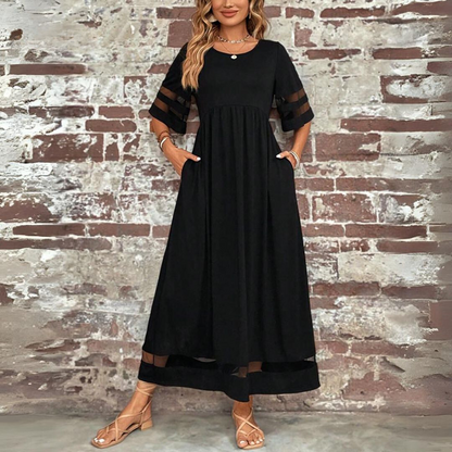 Luna - Elegant Sheer Sleeve Maxi Dress