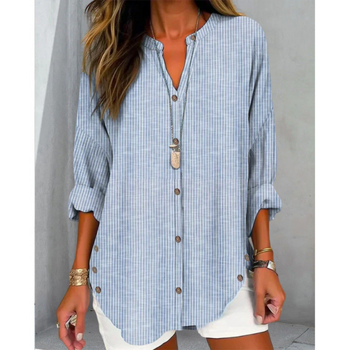 Eva™ Striped Button-Down Blouse