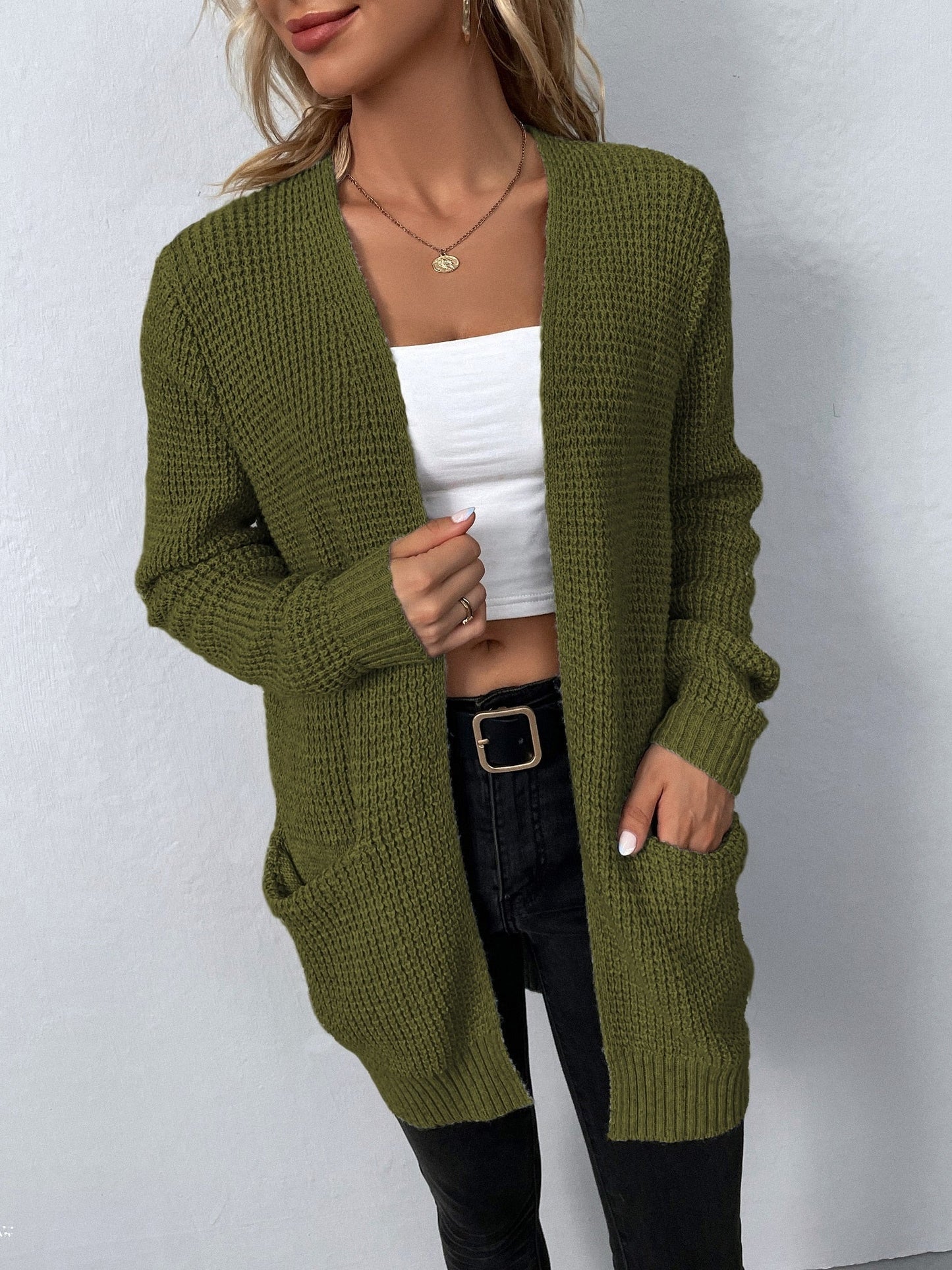 Tatiana - Long Sleeve Knitted Cardigan With Pockets