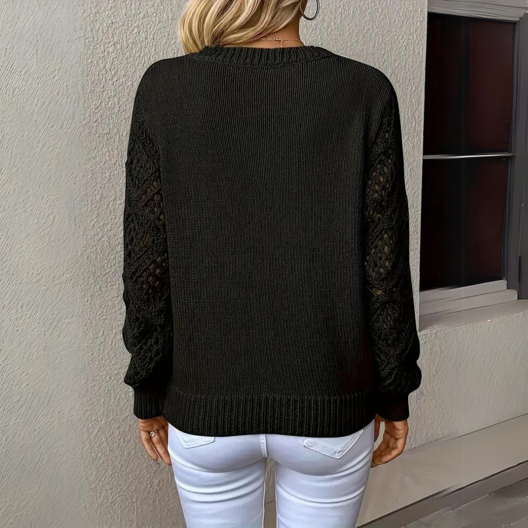 Raylene - V-Neck Knitted Sleeves Jumper