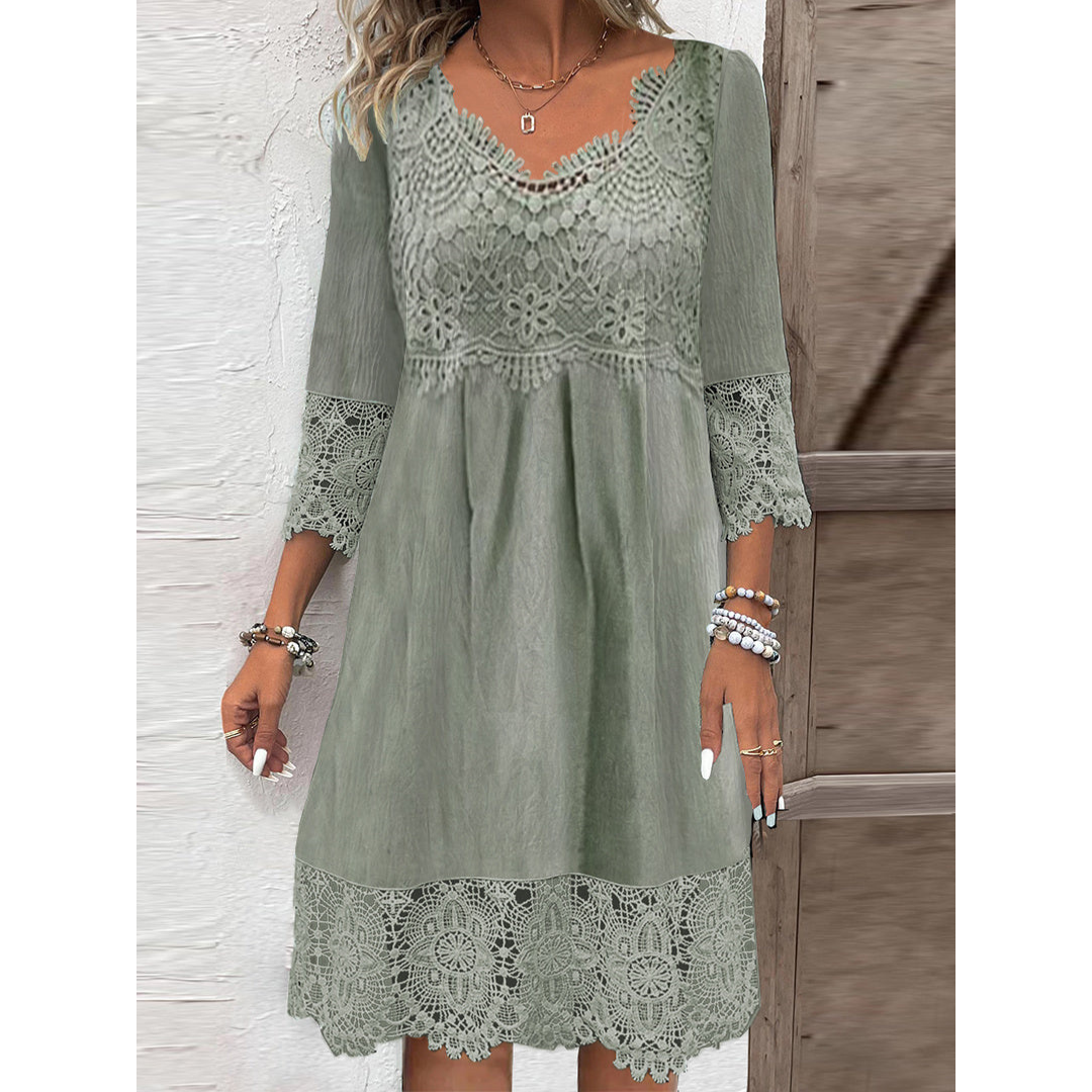 Nextmacys™ Lace Button-Down Midi Dress