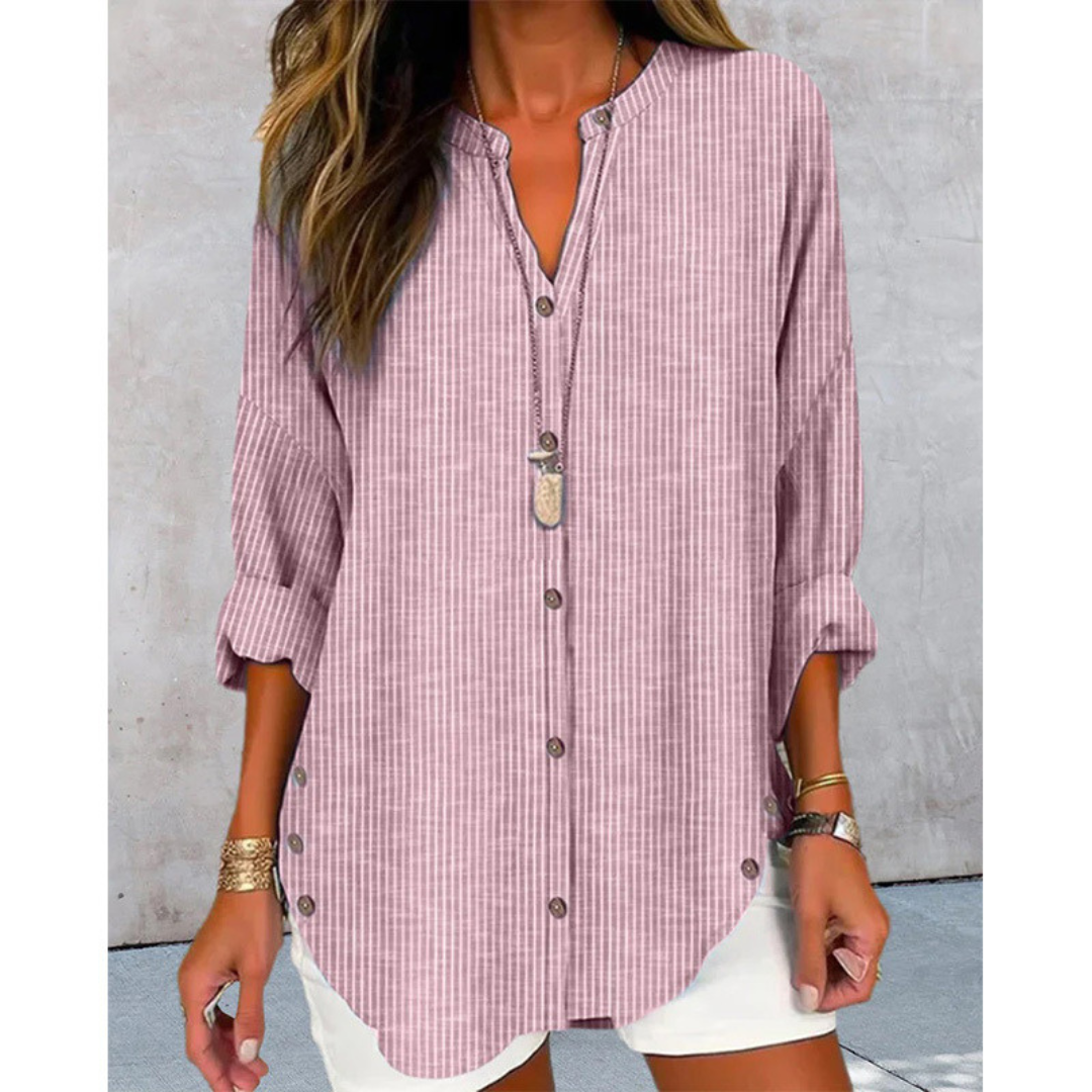 Eva™ Striped Button-Down Blouse