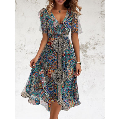 Evelyn™ Paisley Short Sleeve Mini Dress