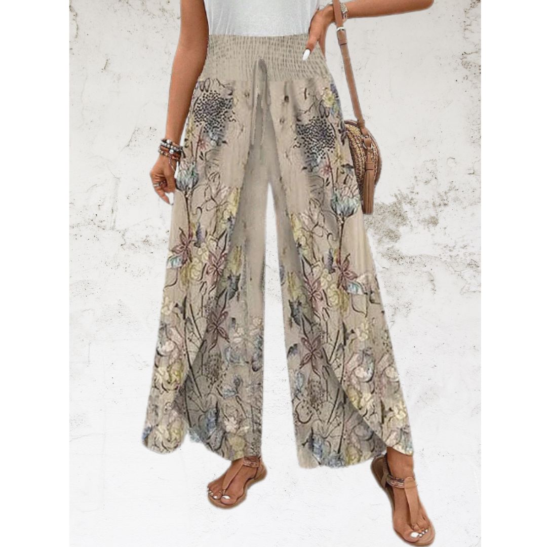 Seraphina™ Apricot Print Elastic Waistband Pants