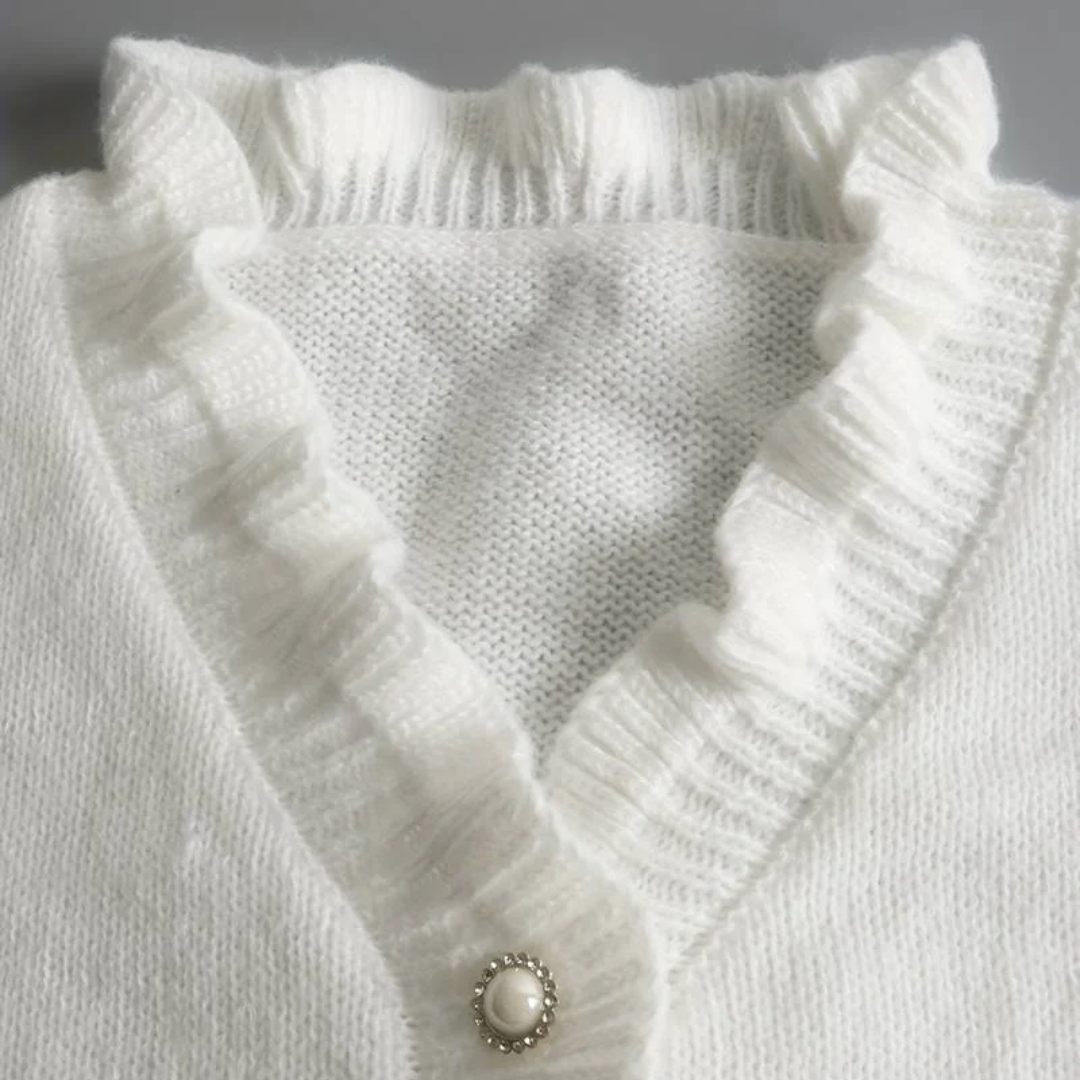 Sophie - Ruffled Pearl Cardigan