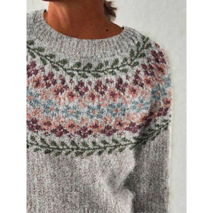 Aurora™ Elegant Print Round Neck Sweater