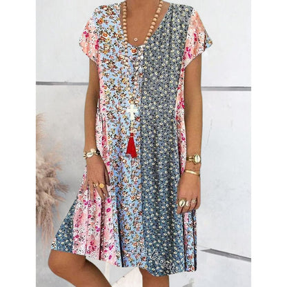 Alina™ Color Block Floral Print Plus Size Dress