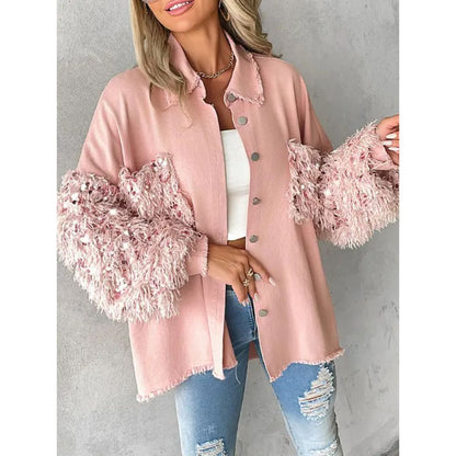 Bella™ Bold Pink Button-Front Oversized Blouse