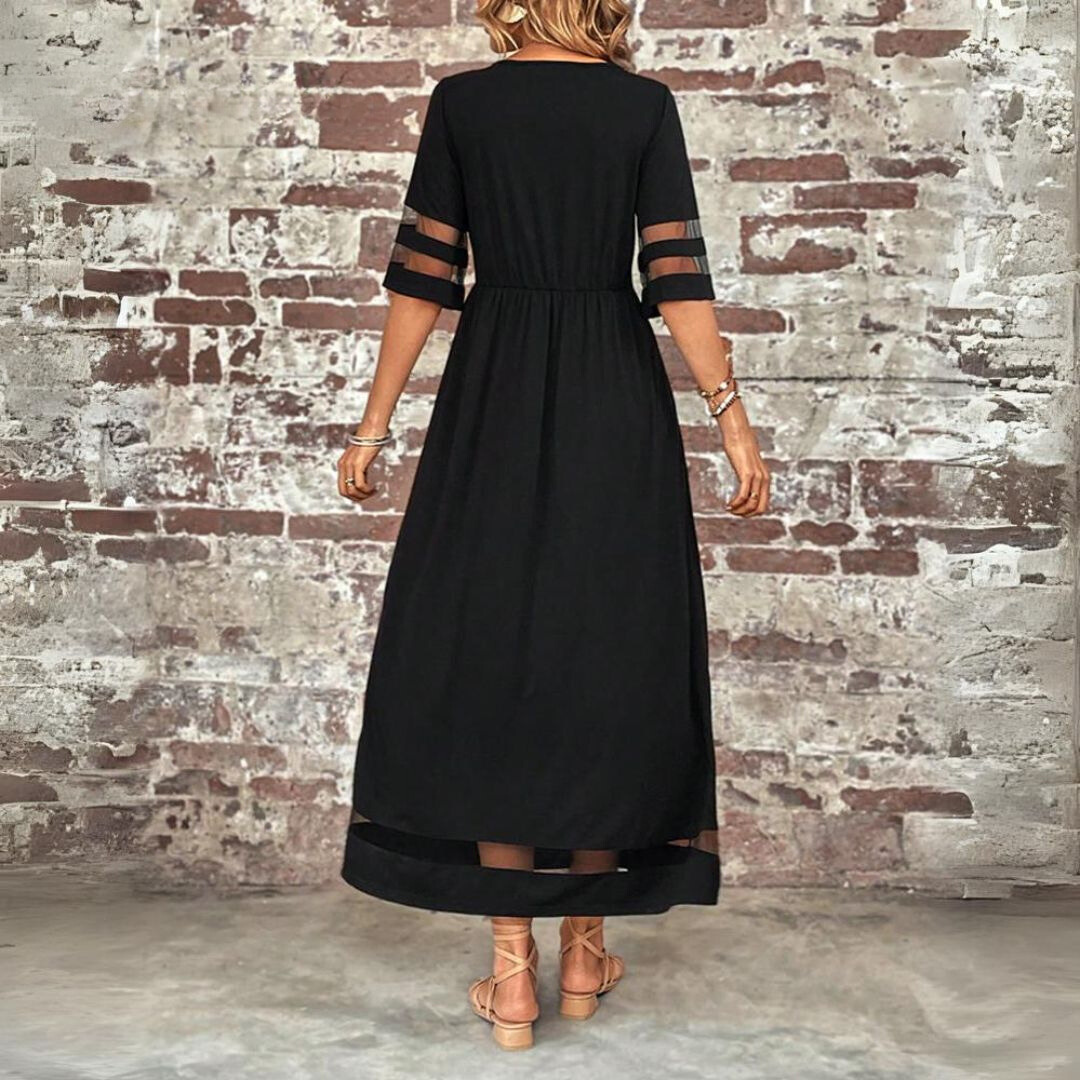 Luna - Elegant Sheer Sleeve Maxi Dress