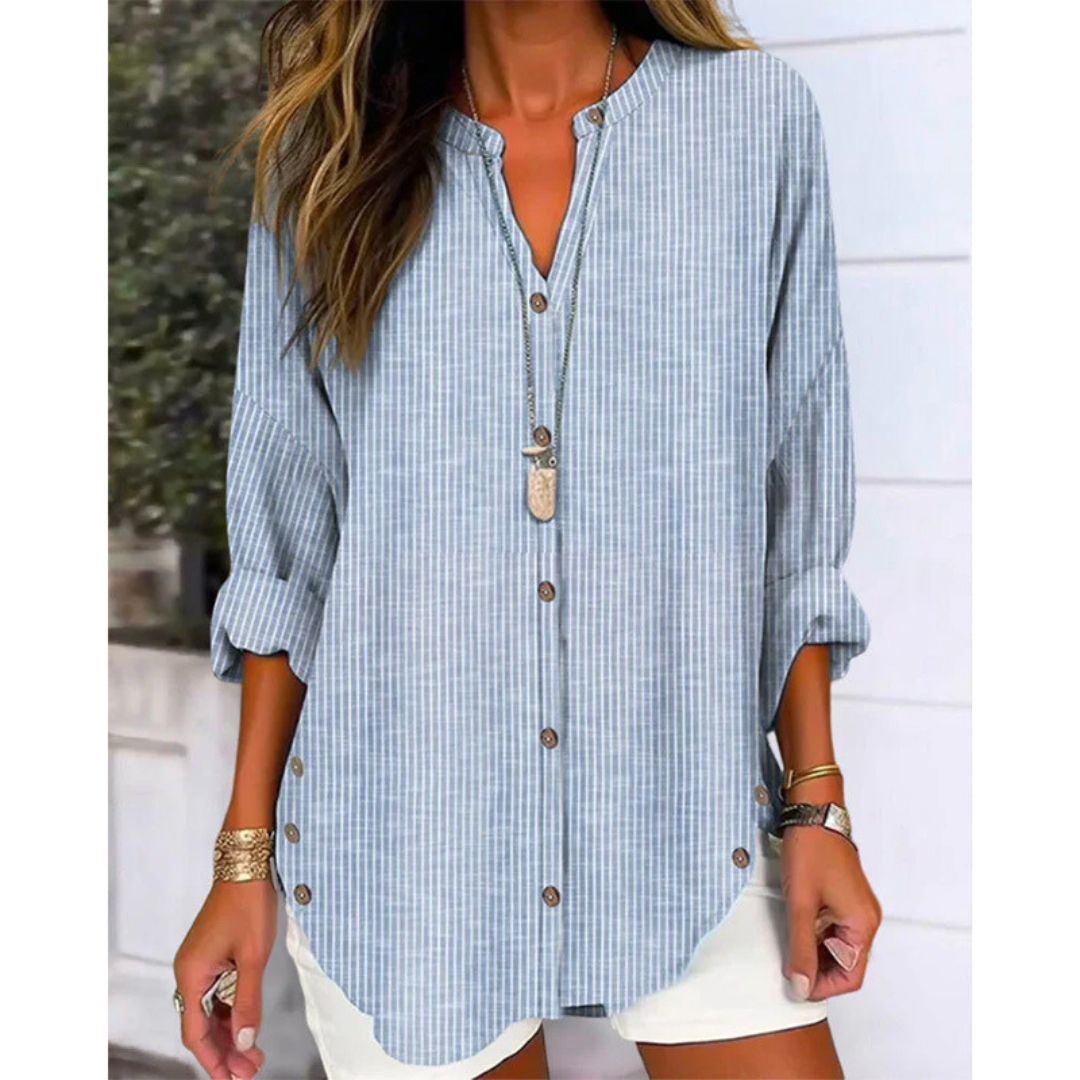 Eva™ Striped Button-Down Blouse