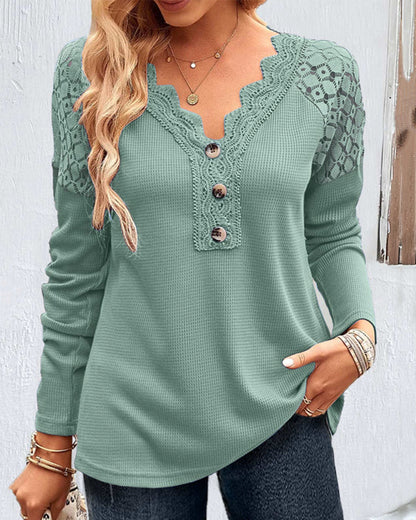 Eleanor - Lace Trim Blouse