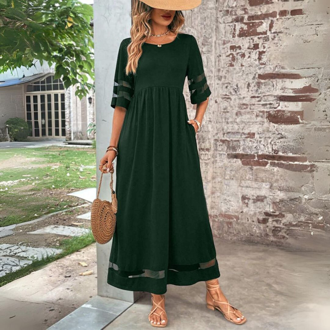 Luna - Elegant Sheer Sleeve Maxi Dress