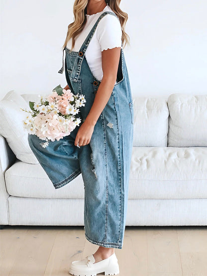 Rosemary™ | Losse jeans-overall in used-look