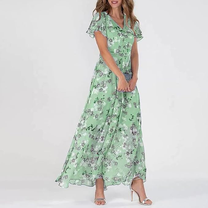 Abigail - V-Neck Ruffle Maxi Dress