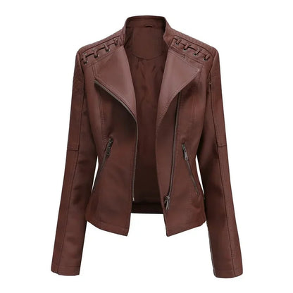 Jill - Stylish Lapel Collar Leather Jacket