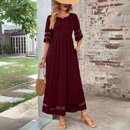 Luna - Elegant Sheer Sleeve Maxi Dress