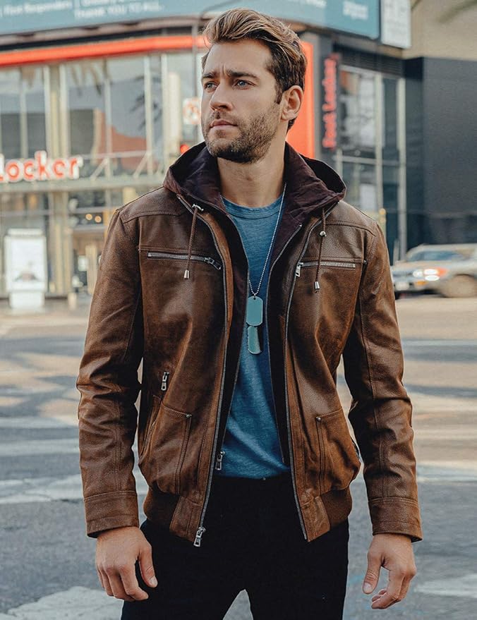 Urban Drift Leather Hooded Jacket