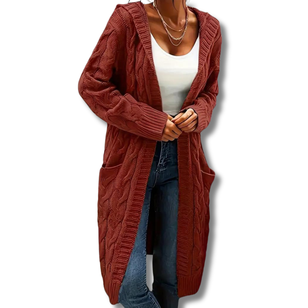 Julia - Cable Knitted Hooded Cardigan