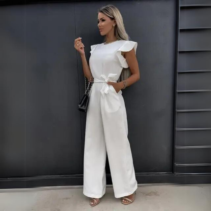 Cery - Elegant Jumpsuit with Ruffles and Belt