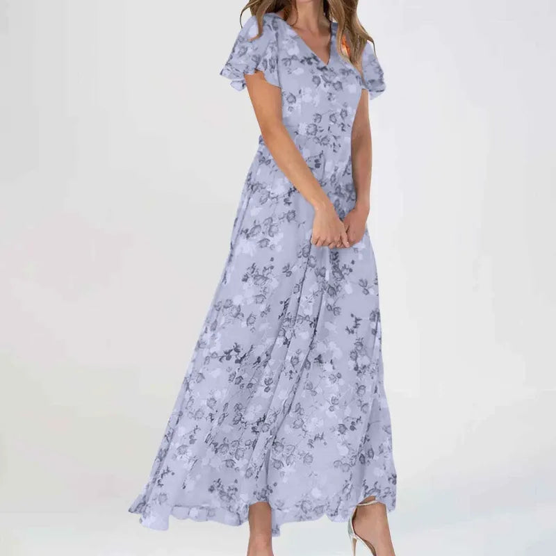 Abigail - V-Neck Ruffle Maxi Dress