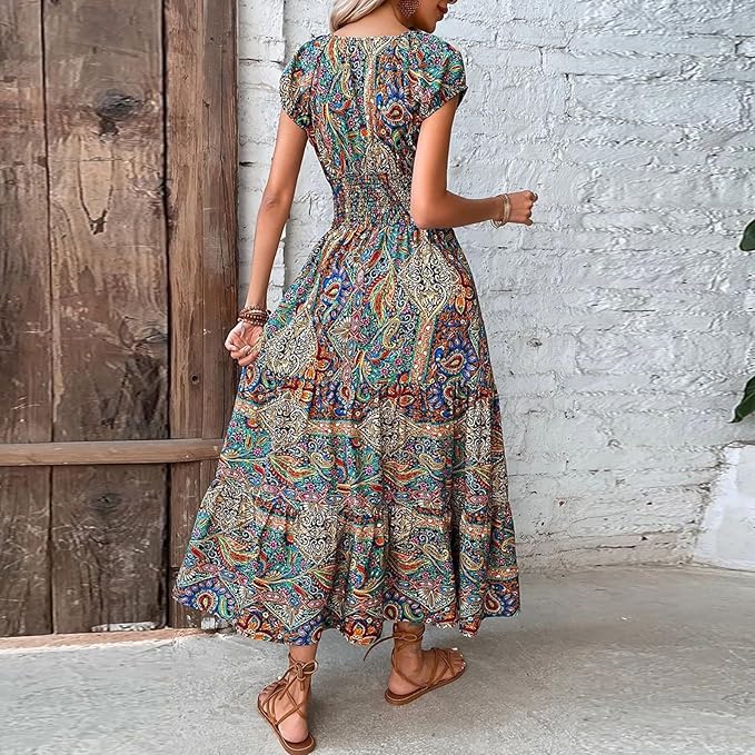 Zofia - Paisley Style V-Neck Dress