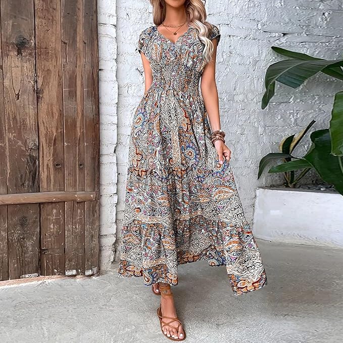 Zofia - Paisley Style V-Neck Dress