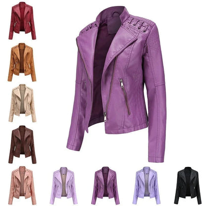 Jill - Stylish Lapel Collar Leather Jacket