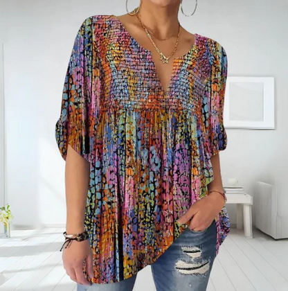 Isabella - V-Neck Printed Blouse