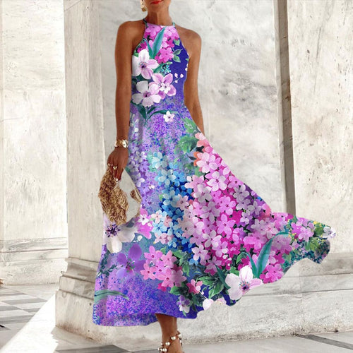 Luna™ Purple Floral Print Sleeveless Maxi Dress