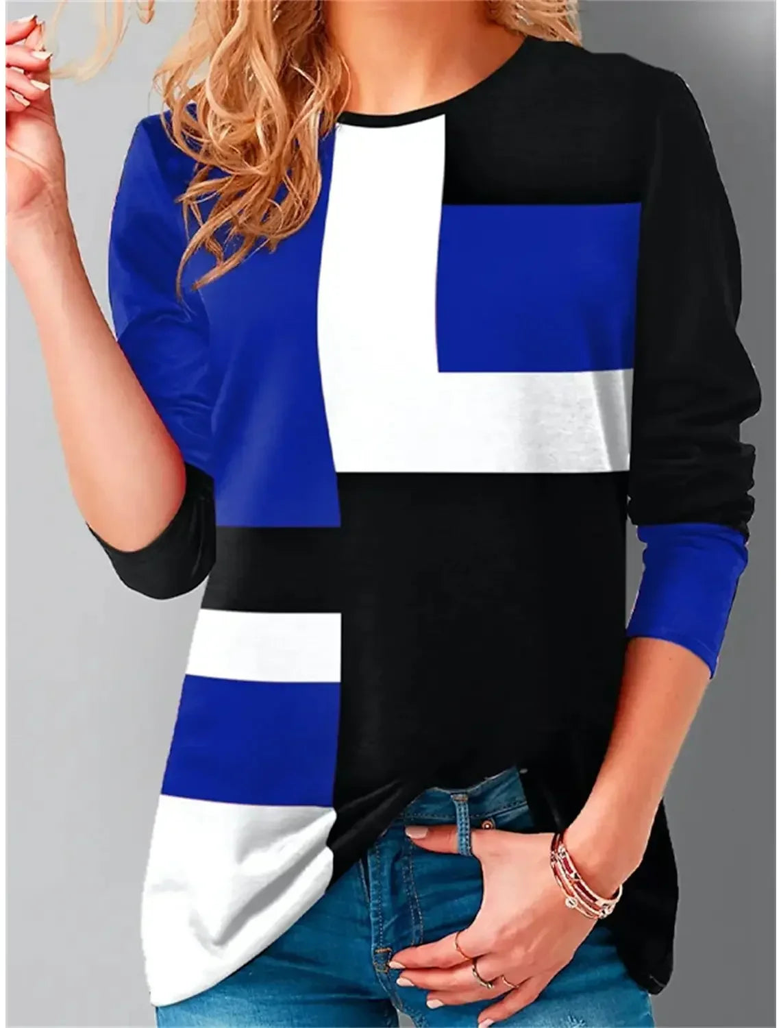 Ethla™ - Sweatshirt met kleurblokken in vintage stijl