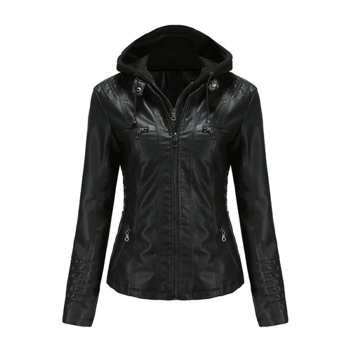 Hayley - Stylish Leather Jacket with Hood